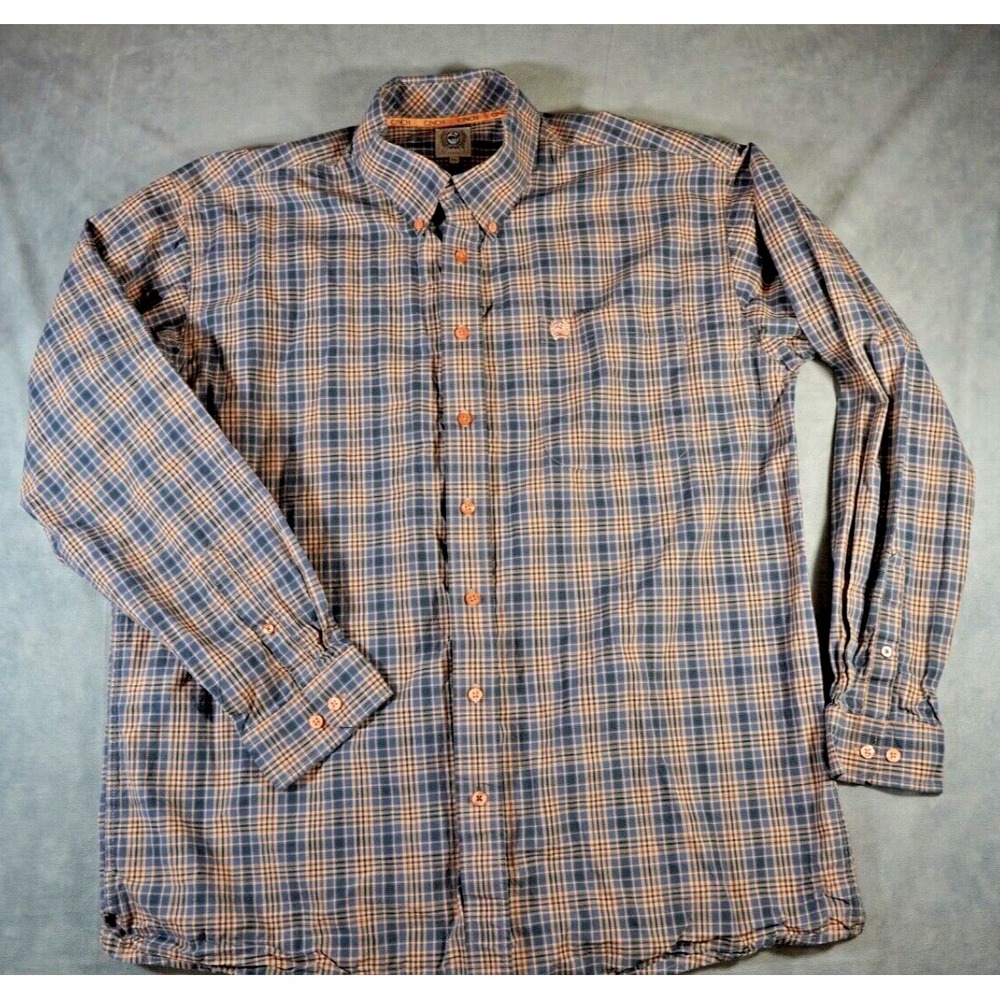 Cinch Shirt Mens XL Long Sleeve Button Front Plaid Western Cowboy Chest Pocket